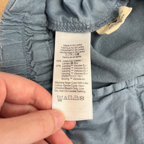 Madewell Tailored Tapered Pleated Elastic Waist Pant Linen-Blend FLAWED Size 10 - Picture 11 of 13